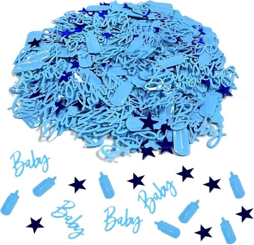 RKMYTR Blaues Konfetti für Babypartys – It's a Boy, Acryl-Diamant-Futterflasche & Stern-Glitzer-Konfetti, kompakte Tischstreuung für Babyparty, Partyzubehör, 15 g RKMYTR Blaues Konfetti für Babypartys – It's a Boy, Acryl-Diamant-Futterflasche & Stern-Glitzer-Konfetti, kompakte Tischstreuung für Babyparty, Partyzubehör, 15 g von RKMYTR