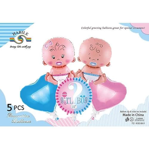 RKMYTR Gender Reveal Baby Luftballons Set - 68.6 cm 5 Count Rosa und Blau Luftballons für Babyparty Dekorationen RKMYTR Gender Reveal Baby Luftballons Set - 68.6 cm 5 Count Rosa und Blau Luftballons für Babyparty Dekorationen von RKMYTR