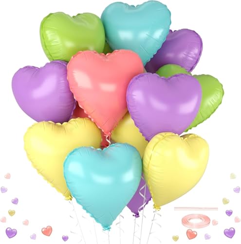 RKMYTR Herz-Luftballons, 45,7 cm, Pastellform, großes Helium, Macaron-Liebes-Folie für Hochzeit, Babyparty, Jahrestag, Valentinstag, Party-Dekoration, 12 Stück RKMYTR Herz-Luftballons, 45,7 cm, Pastellform, großes Helium, Macaron-Liebes-Folie für Hochzeit, Babyparty, Jahrestag, Valentinstag, Party-Dekoration, 12 Stück von RKMYTR