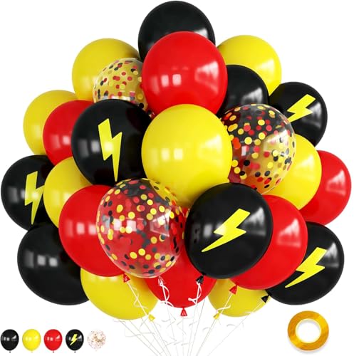 RKMYTR Rote, schwarze, gelbe Luftballons, 50 Stück, 30,5 cm, Cartoon-Geburtstagsparty-Ballons, Themenparty-Dekoration, umweltfreundliche Verpackung, Cartoon-Spiel-Thema für Kindergeburtstag, Babyparty RKMYTR Rote, schwarze, gelbe Luftballons, 50 Stück, 30,5 cm, Cartoon-Geburtstagsparty-Ballons, Themenparty-Dekoration, umweltfreundliche Verpackung, Cartoon-Spiel-Thema für Kindergeburtstag, Babyparty von RKMYTR