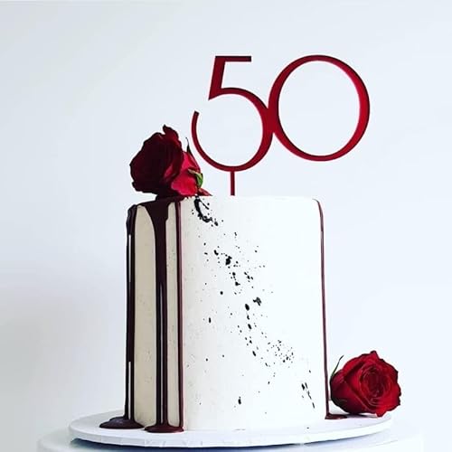RKMYTR Tortenaufsatz zum 50. Geburtstag mit Wimpelkette "Happy Birthday", rosarote Metallic-Karte, 10,2 x 11,4 cm, lebensmittelecht, für Männer und Frauen, Feiern RKMYTR Tortenaufsatz zum 50. Geburtstag mit Wimpelkette "Happy Birthday", rosarote Metallic-Karte, 10,2 x 11,4 cm, lebensmittelecht, für Männer und Frauen, Feiern von RKMYTR