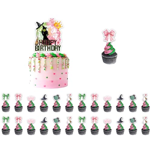 RKMYTR Wicked Birthday Tortenaufsatz-Set – 1 große Happy Birthday Cup Topper + 24 Cupcake-Topper | Papier-Party-Dekorationen für Frauen, Männer, Kinder, Jungen und Mädchen | Wicked Motto-Partyzubehör RKMYTR Wicked Birthday Tortenaufsatz-Set – 1 große Happy Birthday Cup Topper + 24 Cupcake-Topper | Papier-Party-Dekorationen für Frauen, Männer, Kinder, Jungen und Mädchen | Wicked Motto-Partyzubehör von RKMYTR