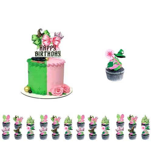 RKMYTR Wicked Birthday Tortenaufsatz-Set – 1 große Happy Birthday Cup Topper + 24 Cupcake-Topper | Papier-Party-Dekorationen für Frauen, Männer, Kinder, Jungen und Mädchen | Wicked Motto-Partyzubehör RKMYTR Wicked Birthday Tortenaufsatz-Set – 1 große Happy Birthday Cup Topper + 24 Cupcake-Topper | Papier-Party-Dekorationen für Frauen, Männer, Kinder, Jungen und Mädchen | Wicked Motto-Partyzubehör von RKMYTR