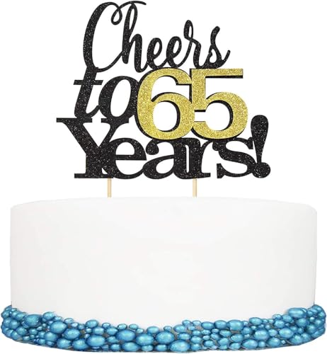 Tortenaufsatz "Cheers to 65 Years", "Happy 65th Birthday", Party-Dekorationen zum 65. Jahrestag, Geburtstagstortenaufsatz für Damen und Herren, 1 Stück RKMYTR Tortenaufsatz "Cheers to 65 Years", "Happy 65th Birthday", Party-Dekorationen zum 65. Jahrestag, Geburtstagstortenaufsatz für Damen und Herren, 1 Stück RKMYTR von RKMYTR