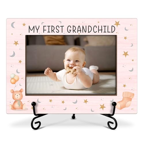 Bilderrahmen "My First Grandchild", Bilderrahmen für Enkelkinder, Geschenke zum ersten Mal Großeltern, Holz-Bilderrahmen mit Ständer, 10 x 15 cm, Bilderrahmen für Tischregal, Zuhause, Büro Bilderrahmen "My First Grandchild", Bilderrahmen für Enkelkinder, Geschenke zum ersten Mal Großeltern, Holz-Bilderrahmen mit Ständer, 10 x 15 cm, Bilderrahmen für Tischregal, Zuhause, Büro von RLCNOT