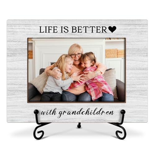 Bilderrahmen für Großeltern, "Life Is Better With Grandchildren", Geburtstagsgeschenke für Großeltern, Holz-Bilderrahmen mit Ständer, 10 x 15 cm, Bilderrahmen für Tischdekoration, Heimbüro-Dekoration Bilderrahmen für Großeltern, "Life Is Better With Grandchildren", Geburtstagsgeschenke für Großeltern, Holz-Bilderrahmen mit Ständer, 10 x 15 cm, Bilderrahmen für Tischdekoration, Heimbüro-Dekoration von RLCNOT