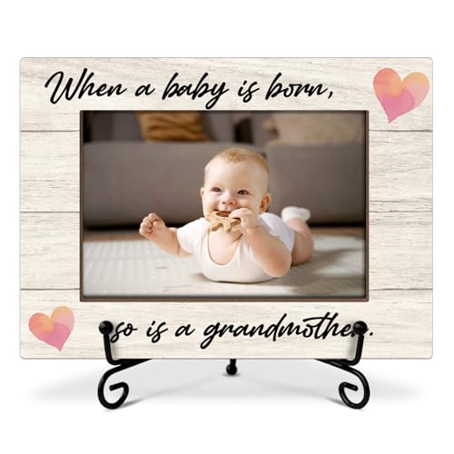 Bilderrahmen für Großmutter, Aufschrift "When a Baby is Born So is a Grandmother", Geschenk zum ersten Mal, Holz-Bilderrahmen mit Ständer, 10,2 x 15,2 cm Bilderrahmen für Tischdekoration Bilderrahmen für Großmutter, Aufschrift "When a Baby is Born So is a Grandmother", Geschenk zum ersten Mal, Holz-Bilderrahmen mit Ständer, 10,2 x 15,2 cm Bilderrahmen für Tischdekoration von RLCNOT
