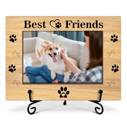 Hunde-Bilderrahmen, Haustier-Bilderrahmen, Geschenke für Haustierbesitzer, Hundeliebhaber, Holz-Bilderrahmen mit Ständer, 10 x 15 cm, Bilderrahmen für Tischregal, Heimbüro, Schlafzimmer Hunde-Bilderrahmen, Haustier-Bilderrahmen, Geschenke für Haustierbesitzer, Hundeliebhaber, Holz-Bilderrahmen mit Ständer, 10 x 15 cm, Bilderrahmen für Tischregal, Heimbüro, Schlafzimmer von RLCNOT