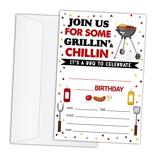 RLCNOT Geburtstagseinladungskarten mit Umschlägen, 20 Stück, Grillparty-Einladungen für Kinder, Jungen oder Mädchen, Kinderparty-Feier, Zubehör/BDAY039 RLCNOT Geburtstagseinladungskarten mit Umschlägen, 20 Stück, Grillparty-Einladungen für Kinder, Jungen oder Mädchen, Kinderparty-Feier, Zubehör/BDAY039 von RLCNOT