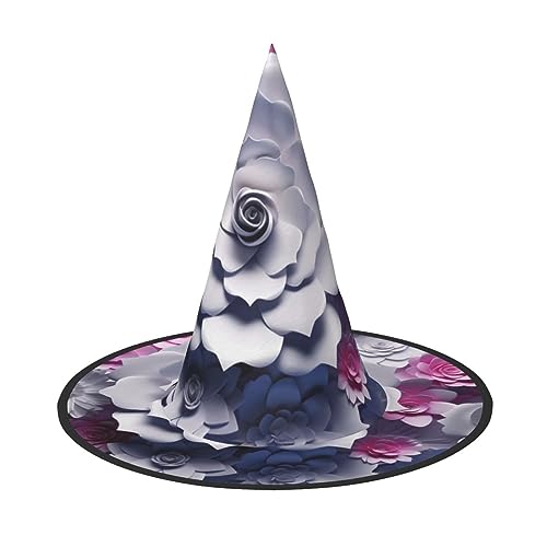 RLDOBOFE 3D-Blumendruck, Halloween-Hexenhut, Cosplay, Halloween-Dekoration, Kostümzubehör für Halloween-Party, 2 Stück von RLDOBOFE