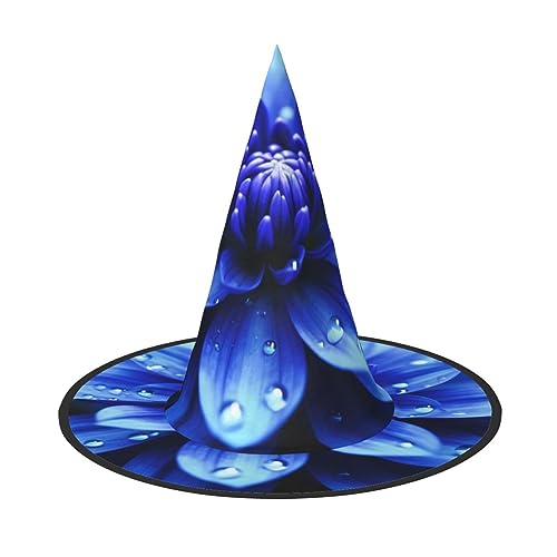RLDOBOFE Blauer Blumendruck Halloween Hexenhut Cosplay Caps Halloween Dekoration Kostüm Zubehör für Halloween Party 1 von RLDOBOFE