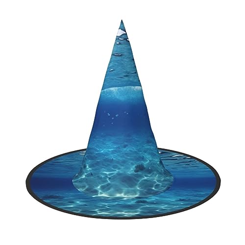 RLDOBOFE Blauer Ozean-Meer-Druck, Halloween-Hexenhut, Cosplay, Halloween-Dekoration, Kostümzubehör für Halloween-Party 1 von RLDOBOFE