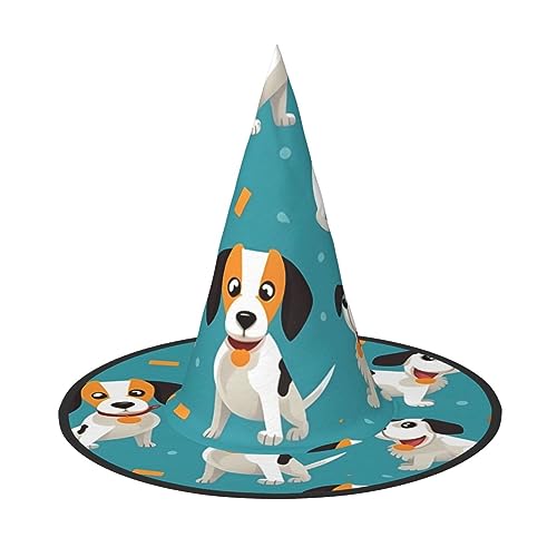 RLDOBOFE Halloween-Hexenhut mit Cartoon-Hunde-Druck, Cosplay, Halloween-Dekoration, Kostümzubehör für Halloween-Party 1 von RLDOBOFE
