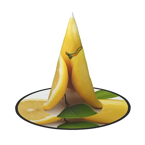 RLDOBOFE Halloween-Hexenhut mit gelbem Zitronen-Druck, Cosplay, Halloween-Dekoration, Kostümzubehör für Halloween-Party 1 von RLDOBOFE
