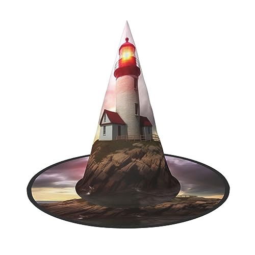 RLDOBOFE Leuchtturm-Druck, Halloween, Hexenhut, Cosplay, Halloween-Dekoration, Kostümzubehör für Halloween-Party 1 von RLDOBOFE