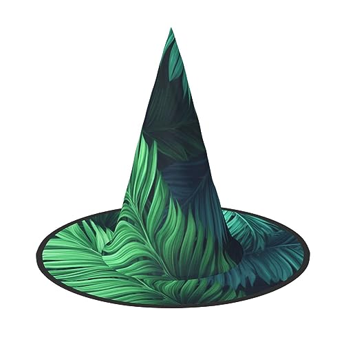 RLDOBOFE Tropische Palmenblätter Druck Halloween Hexenhut Cosplay Caps Halloween Dekoration Kostüm Zubehör für Halloween Party 1 von RLDOBOFE