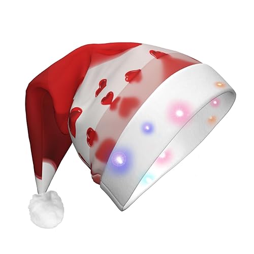 RLDOBOFE Weihnachtsmütze mit Herzmotiv, bedruckt, für Erwachsene, Plüsch, Weihnachtsbaummütze, Weihnachtsmannmütze für Neujahr, festliches Partyzubehör von RLDOBOFE