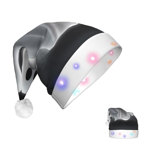 RLDOBOFE Weihnachtsmütze mit beleuchteten Weihnachtsmützen für Erwachsene, Schwarz und Halloween-Geister-Weihnachtsmannmütze mit LED-Lichtern, Weihnachtsdekorationen von RLDOBOFE