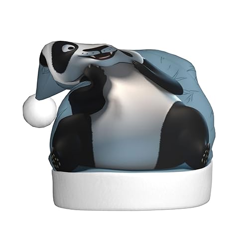 RLDOBOFE Weihnachtsmütze mit lustigem Panda-Druck, weicher Plüsch, Weihnachtsdekoration, für Erwachsene, Weihnachtsgeschenk, 1 Stück von RLDOBOFE