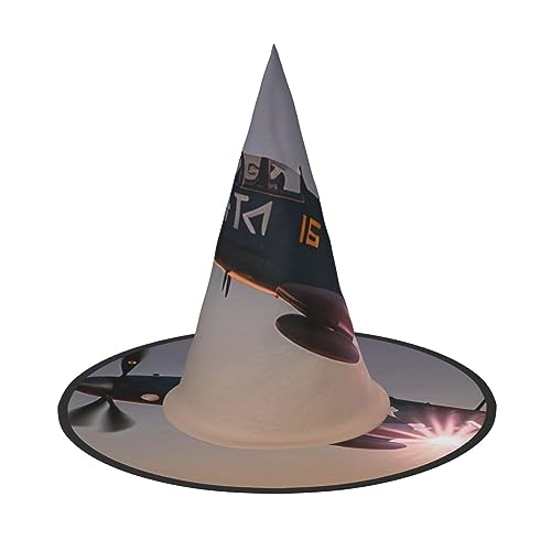 RLDOBOFE Weltkrieg Flugzeugdruck Halloween Hexenhut Cosplay Caps Halloween Dekoration Kostüm Zubehör für Halloween Party 1 von RLDOBOFE