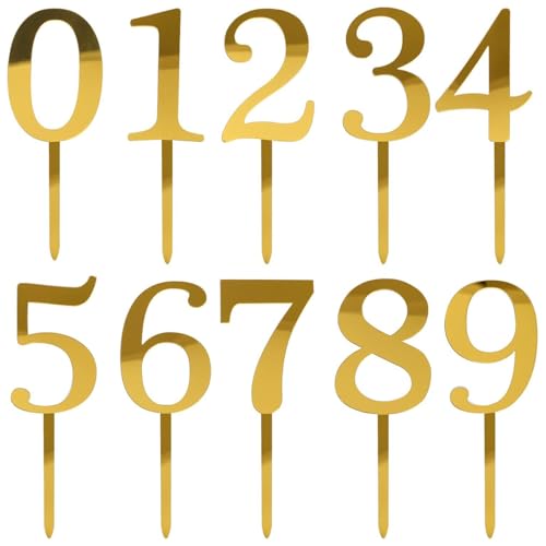RLECS 2 Sets 10 x 3,5 cm Gold Spiegel-Finish Acryl Digital Einsatz 0-9 Zahlen Party Backen Dekorationen geeignet für Hochzeit Dessert Tisch und Jubiläen RLECS 2 Sets 10 x 3,5 cm Gold Spiegel-Finish Acryl Digital Einsatz 0-9 Zahlen Party Backen Dekorationen geeignet für Hochzeit Dessert Tisch und Jubiläen von RLECS