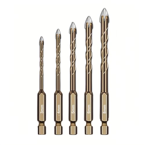 RLECS 5 Stück 3/4/5/6/8 mm Gelber Hartstahl 4 Rillen gezahnt Exzenter Sechskantschaft Spiralrille Kreuzschlitzbohrer geeignet für Glas Holz Metall RLECS 5 Stück 3/4/5/6/8 mm Gelber Hartstahl 4 Rillen gezahnt Exzenter Sechskantschaft Spiralrille Kreuzschlitzbohrer geeignet für Glas Holz Metall von RLECS