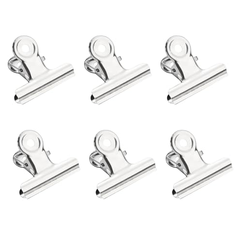 RLECS 6 silberfarbene Edelstahl-Klammern mit rundem Loch, 63 x 57 mm, Metallscharnierklemme für Notenständer, Handnähen, Haustierfutter, Pinnwand, zum Aufhängen RLECS 6 silberfarbene Edelstahl-Klammern mit rundem Loch, 63 x 57 mm, Metallscharnierklemme für Notenständer, Handnähen, Haustierfutter, Pinnwand, zum Aufhängen von RLECS