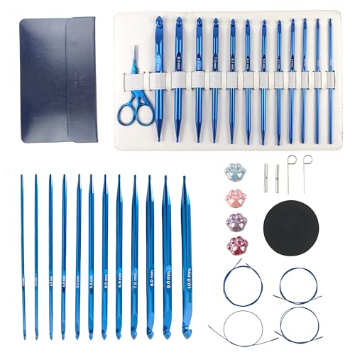 12 Stück blaue austauschbare afghanische Rundhäkelnadeln, Aluminium, tunesische Häkelnadel-Set, Teppich-Stricken, Webereien 12 Stück blaue austauschbare afghanische Rundhäkelnadeln, Aluminium, tunesische Häkelnadel-Set, Teppich-Stricken, Webereien von RLJLIVES