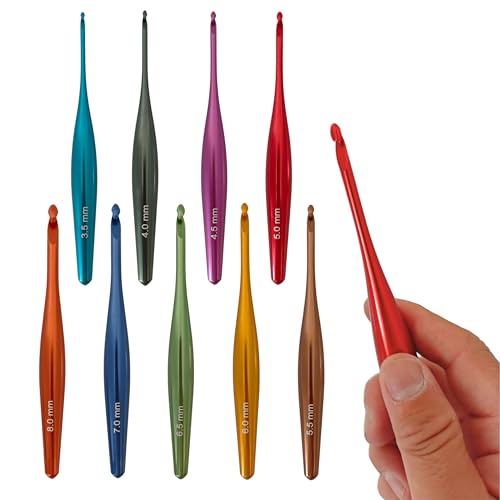 Aluminium-Häkelnadeln, ergonomisch, handpoliert, Häkelnadeln, Stricknadeln mit Aufbewahrungsbox, 9 Stück Aluminium-Häkelnadeln, ergonomisch, handpoliert, Häkelnadeln, Stricknadeln mit Aufbewahrungsbox, 9 Stück von RLJLIVES