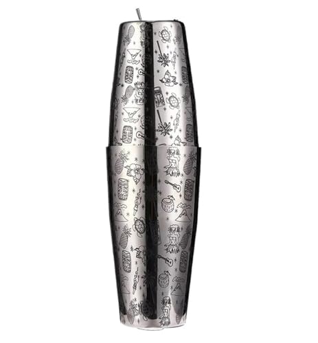 Cocktailshaker Bar Cocktail Shaker Boston Shaker Edelstahl Gravur Shaker Bar Zubehör Barkeeper Werkzeuge Für Zuhause Und Bar Barzubehör(B1 silver) von RLVYTA