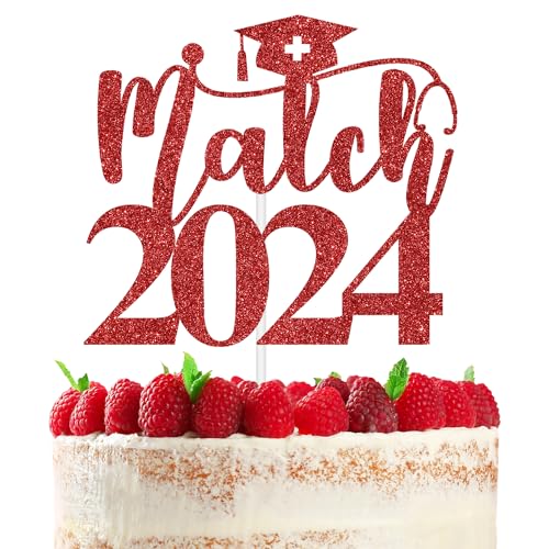 RLXPT Match 2024 Cake Topper, Happy Match Day Kuchen Dekorationen, Klasse von 2024 Medizinische Schule Abschluss Party Dekorationen Rot Glitzer RLXPT Match 2024 Cake Topper, Happy Match Day Kuchen Dekorationen, Klasse von 2024 Medizinische Schule Abschluss Party Dekorationen Rot Glitzer von RLXPT