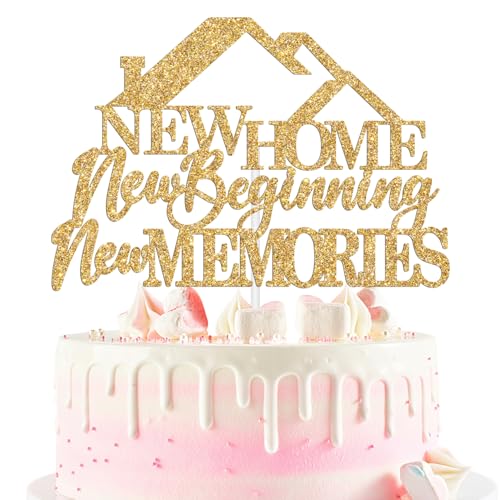 RLXPT Tortenaufsatz "Home Sweet Home", "Welcome Home", Kuchendekoration, neues Zuhause, neue Erinnerungen, Einweihungsparty-Dekorationen, Gold-Glitzer RLXPT Tortenaufsatz "Home Sweet Home", "Welcome Home", Kuchendekoration, neues Zuhause, neue Erinnerungen, Einweihungsparty-Dekorationen, Gold-Glitzer von RLXPT