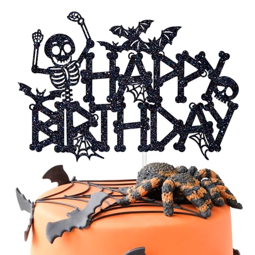 Skelett Happy Birthday Kuchendekoration, gruseliger Totenkopf-Geburtstagskuchendekoration, Halloween, gekreuzte Knochen, Happy Birthday, Babyparty, Party-Dekorationen für Jungen und Mädchen Skelett Happy Birthday Kuchendekoration, gruseliger Totenkopf-Geburtstagskuchendekoration, Halloween, gekreuzte Knochen, Happy Birthday, Babyparty, Party-Dekorationen für Jungen und Mädchen von RLXPT