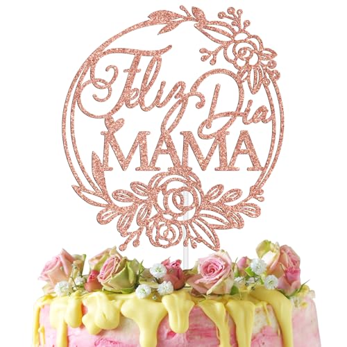Tortenaufsatz, Motiv: Feliz Dia Mama, rotgoldener Glitzer, spanische Muttertagskuchendekorationen, beste Mutter aller Zeiten, Feliz Dia de las Madres, Muttertagsdekoration Tortenaufsatz, Motiv: Feliz Dia Mama, rotgoldener Glitzer, spanische Muttertagskuchendekorationen, beste Mutter aller Zeiten, Feliz Dia de las Madres, Muttertagsdekoration von RLXPT