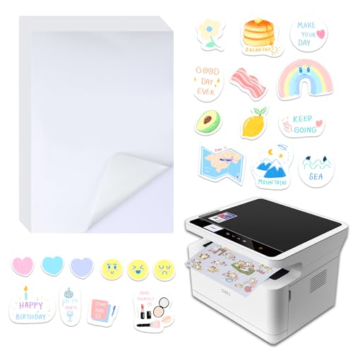 20er Pack A4 Sticker Papier zum Bedrucken - Wasserfeste Vinyl Selbstklebefolie in Weiß für Inkjet & Laserdrucker, Druckerpapier Selbstklebend, Druckerpapier für Etiketten & Sticker von RMIVEGLIA