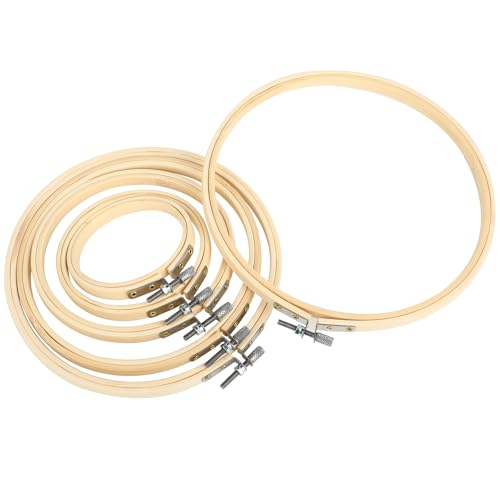 6 Stück Stickrahmen Set aus Bambus, embroidery hoop rund, glatter stickring, verstellbar, stickrahmen holz für Kreuzstich, DIY & Deko, stickrahmen klein in 3/4/5/6,3/7/8 Zoll von RMIVEGLIA