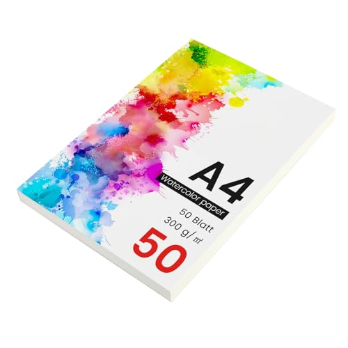 Aquarellpapier 300g/m² – 50 Blatt hochwertiges Aquarellpapier für Aquarell, Gouache & Acrryl – Robust und säurefrei für brillante Ergebnisse – Vielseitiges Watercolor Paper. Aquarellpapier 300g/m² – 50 Blatt hochwertiges Aquarellpapier für Aquarell, Gouache & Acrryl – Robust und säurefrei für brillante Ergebnisse – Vielseitiges Watercolor Paper. von RMIVEGLIA