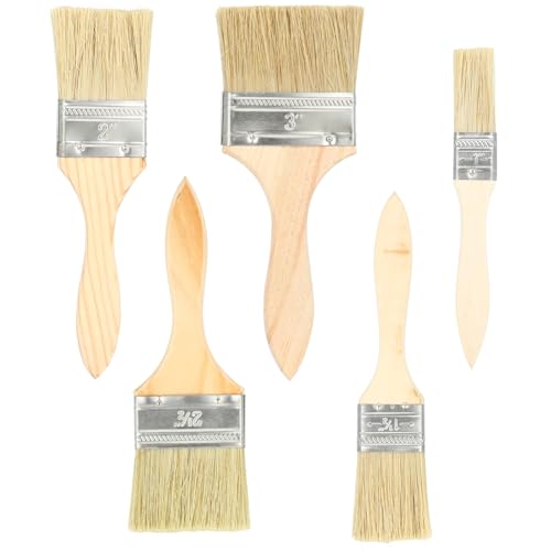 Flachpinsel 5er Set – Malerpinsel & Lackpinsel mit Holzgriff (25.4/38.1/50.8/63.5/76.2 mm), Pinsel breit für Lasur, Beize, Kleber – ideal als Lasurpinsel & Pinsel Holzlasur von RMIVEGLIA
