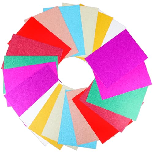 Glitzerpapier zum basteln - 20 Blatt in 10 Farben, 250g/m², Hochwertiger Glitterkarton für Kreativprojekte, Buntes Papier, pappe zum basteln, für Kunsthandwerk und Design. von RMIVEGLIA