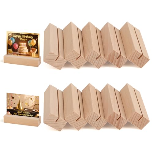RMIVEGLIA 10 Stück Kartenhalter Holz – Stabiler Tischkartenhalter & fotohalter Holz aus Naturholz, Tischaufsteller ideal für Menükarten, Postkarten & Fotos bei Hochzeiten, Partys und Veranstaltungen. RMIVEGLIA 10 Stück Kartenhalter Holz – Stabiler Tischkartenhalter & fotohalter Holz aus Naturholz, Tischaufsteller ideal für Menükarten, Postkarten & Fotos bei Hochzeiten, Partys und Veranstaltungen. von RMIVEGLIA