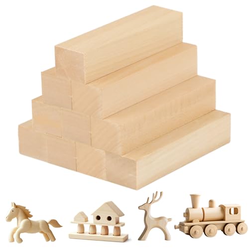 Schnitzholz Linde - 10er Pack Holzklötzchen, Weiches Lindenholz zum Schnitzen, Basteln und Drechseln, lindenholz zum schnitzen, Holz zum Schnitzen für Kinder und Erwachsene von RMIVEGLIA