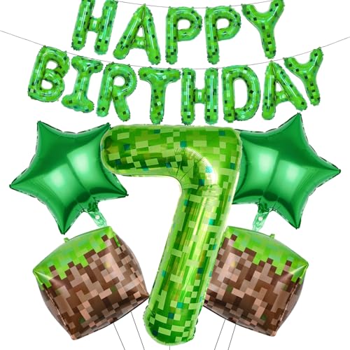 RNHDLY Pixel Luftballon Geburtstagsdeko Pixel Happy Birthday Luftballons, Geburtstagsdeko Junge, Spiel Folienballon Geburtstag Deko für Kindergeburtstage und Game Player Party (7 Jahre) RNHDLY Pixel Luftballon Geburtstagsdeko Pixel Happy Birthday Luftballons, Geburtstagsdeko Junge, Spiel Folienballon Geburtstag Deko für Kindergeburtstage und Game Player Party (7 Jahre) von RNHDLY