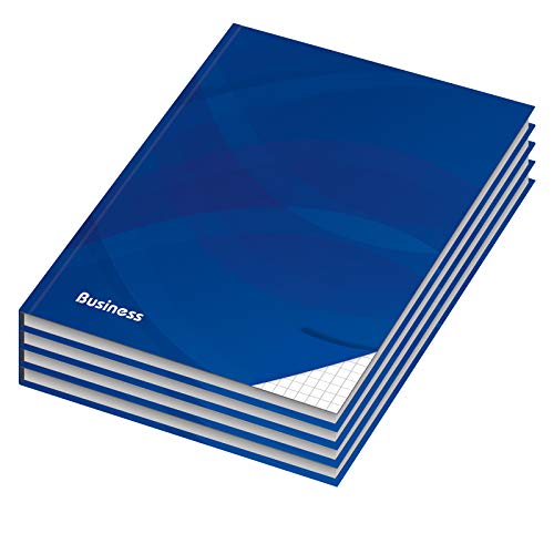 4er Pack Notizbuch / Kladde kariert "Business blau" DIN A4 mit Hardcover-Einband, 96 Blatt, Notizheft, Tagebuch, Schreibbuch von RNK - Verlag