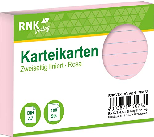 RNKVERLAG 115073 - Karteikarten liniert 7 mm, rosa, DIN A7, 1 Packung à 100 Karten RNKVERLAG 115073 - Karteikarten liniert 7 mm, rosa, DIN A7, 1 Packung à 100 Karten von RNKVERLAG