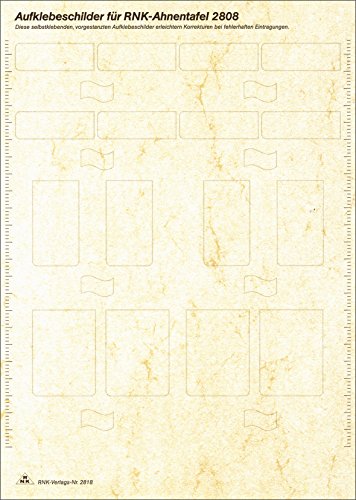 RNK 2818 - Aufklebeschilder für Schmuck-Ahnentafel „Skizzierter Baum“, DIN A4, selbstklebend (für Art.Nr. 2808), 5 Blatt von RNK