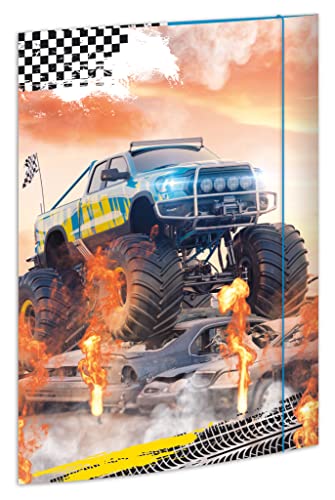 RNKVERLAG -Verlag 45371 - Zeichenmappe Monster Truck 310 x 440 mm, Dokumentenmappe für DIN A3, mit Gummizugverschluss, 1 Stück, mehrfarbig von RNKVERLAG