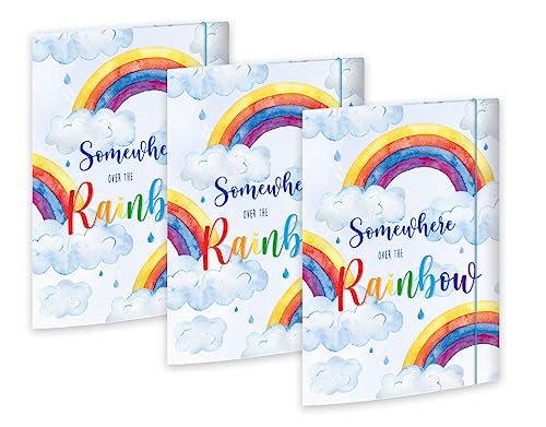 RNKVERLAG 46331-3 - Sammelmappe Over the Rainbow 240 x 330 mm, 3 Stück, DIN A4, mit Gummizugverschluss von RNK