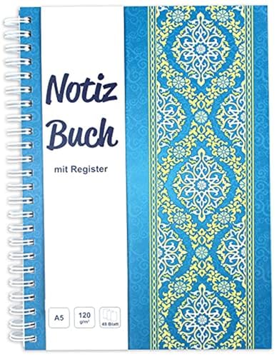 RNKVERLAG 46504 - Notizbuch mit Register A-Z, „Blue Orient“ in DIN A5 mit 48 Blatt 120 g/m², 1 Stück RNKVERLAG 46504 - Notizbuch mit Register A-Z, „Blue Orient“ in DIN A5 mit 48 Blatt 120 g/m², 1 Stück von RNKVERLAG