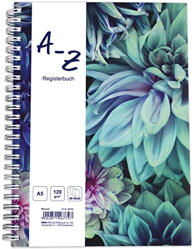 RNKVERLAG 46779 - Notizbuch mit Register A-Z „Blossom“ in DIN A5 mit 48 Blatt 120 g/m², 1 Stück von RNKVERLAG