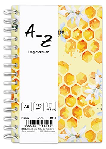 RNKVERLAG 46816 - Notizbuch mit Register A-Z Honey in DIN A6 mit 48 Blatt 120 g/m², 1 Stück RNKVERLAG 46816 - Notizbuch mit Register A-Z Honey in DIN A6 mit 48 Blatt 120 g/m², 1 Stück von RNKVERLAG